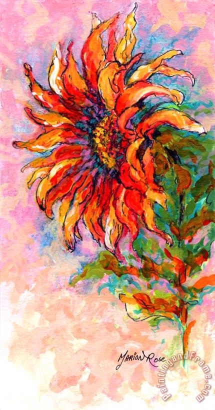 One Sunflower painting - Marion Rose One Sunflower Art Print