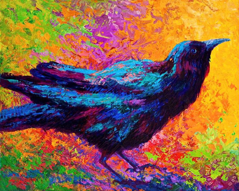 Poised - Crow painting - Marion Rose Poised - Crow Art Print