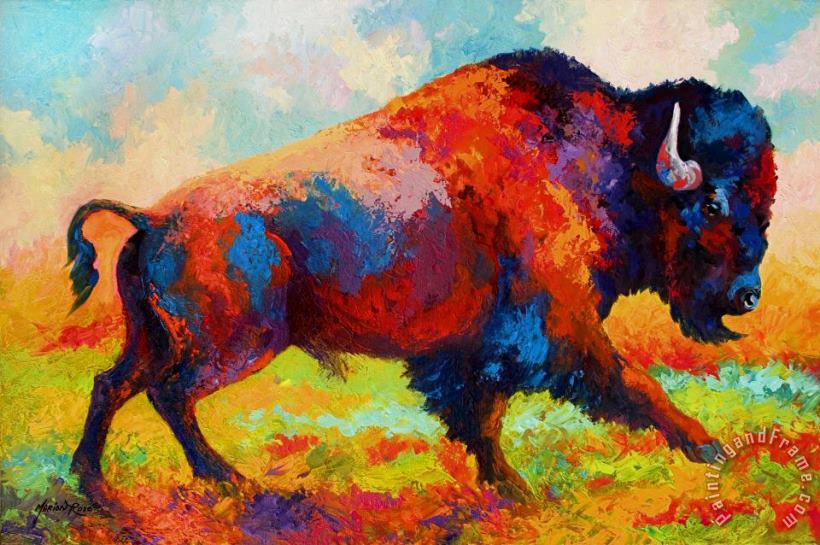 Marion Rose Running Free - Bison Art Painting