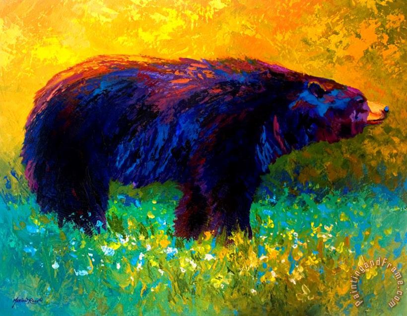 Spring Stroll - Black Bear painting - Marion Rose Spring Stroll - Black Bear Art Print