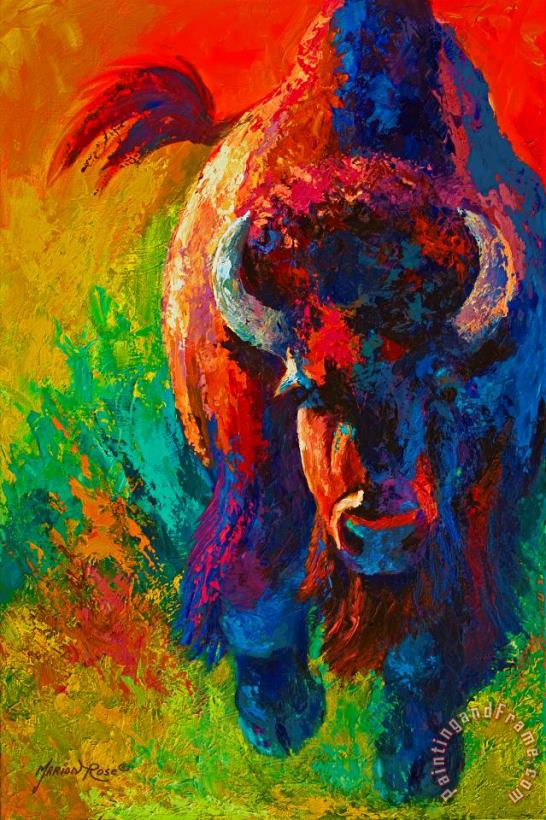 Straight Forward Introduction - Bison painting - Marion Rose Straight Forward Introduction - Bison Art Print