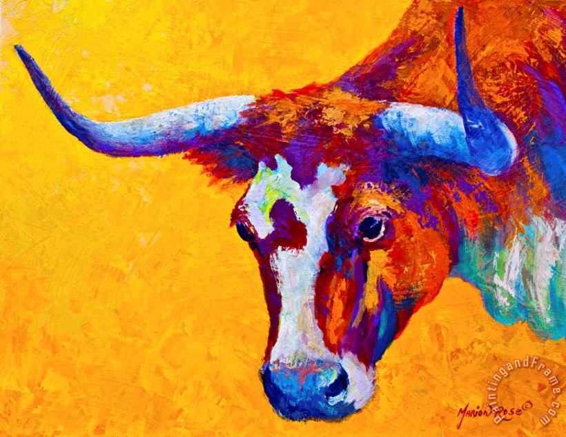 Marion Rose Texas Longhorn Cow Study Art Print