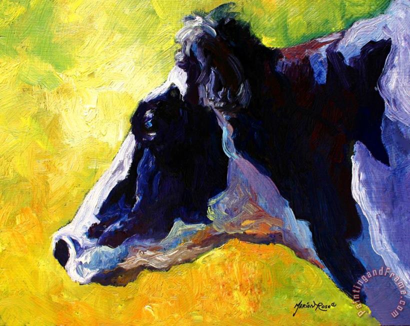 Working Girl - Holstein Cow painting - Marion Rose Working Girl - Holstein Cow Art Print