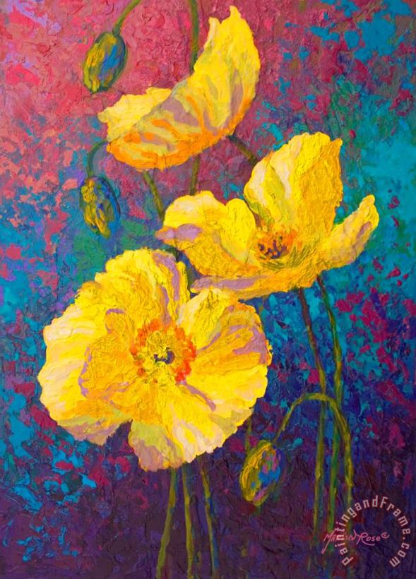 Yellow Poppies painting - Marion Rose Yellow Poppies Art Print