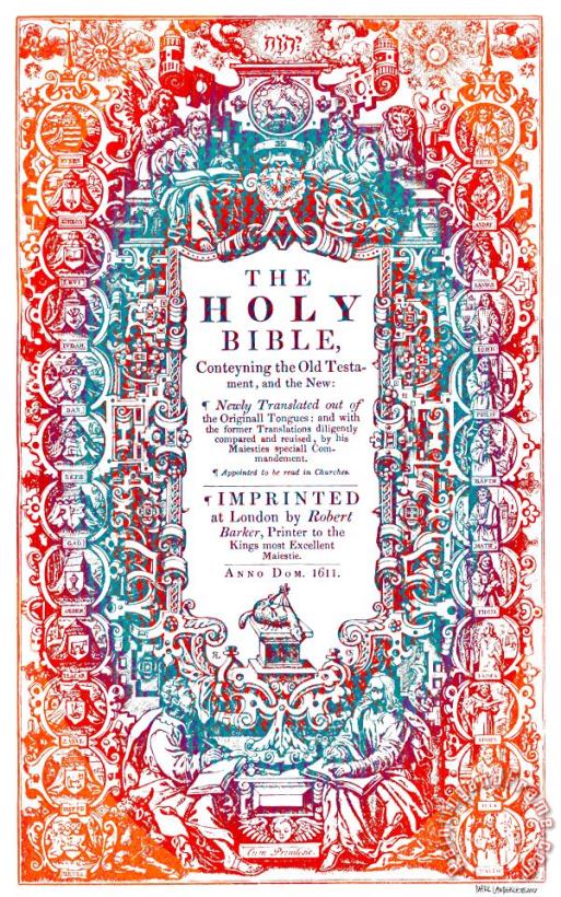 Mark Lawrence Modern Art Cover Of 1611 King James Bible Art Print