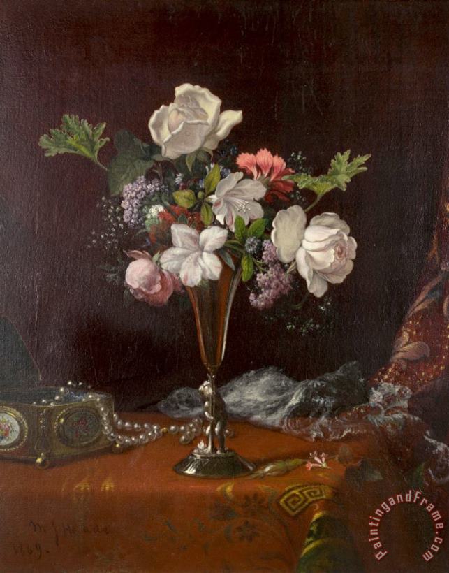 Martin Johnson Heade Mixed Flowers with a Box And Pearls Art Painting