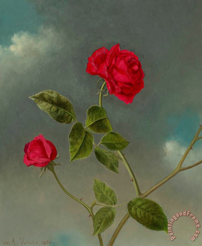 Roses, 1876 painting - Martin Johnson Heade Roses, 1876 Art Print