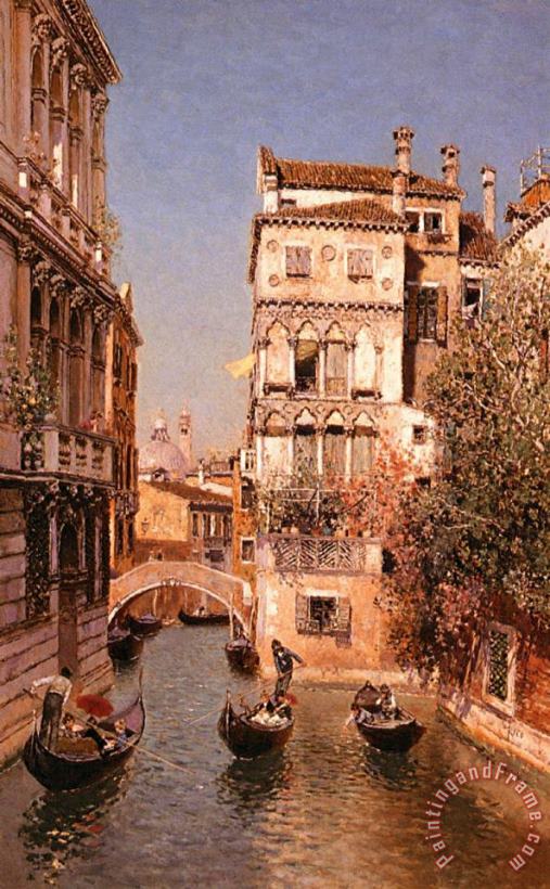 Along The Canal, Venice painting - Martin Rico y Ortega Along The Canal, Venice Art Print