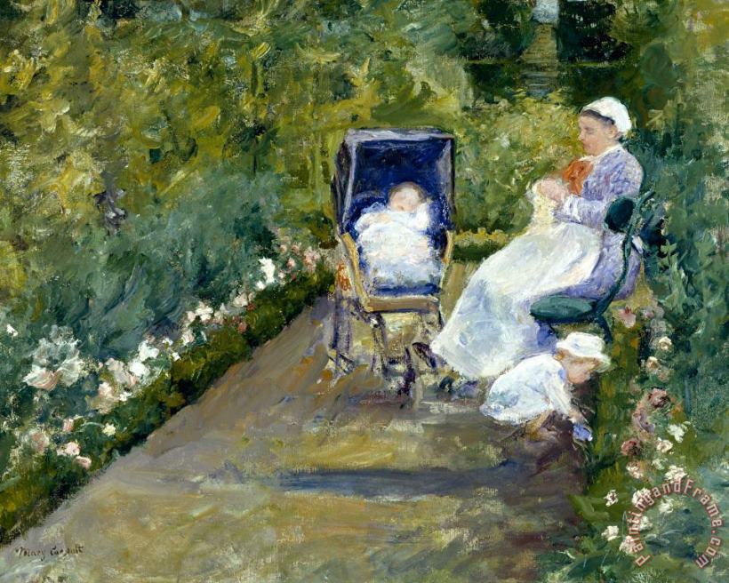 Children in a Garden (the Nurse) painting - Mary Cassatt Children in a Garden (the Nurse) Art Print