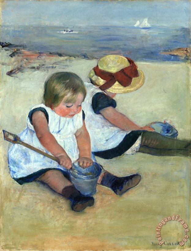 Children Playing on The Beach painting - Mary Cassatt Children Playing on The Beach Art Print