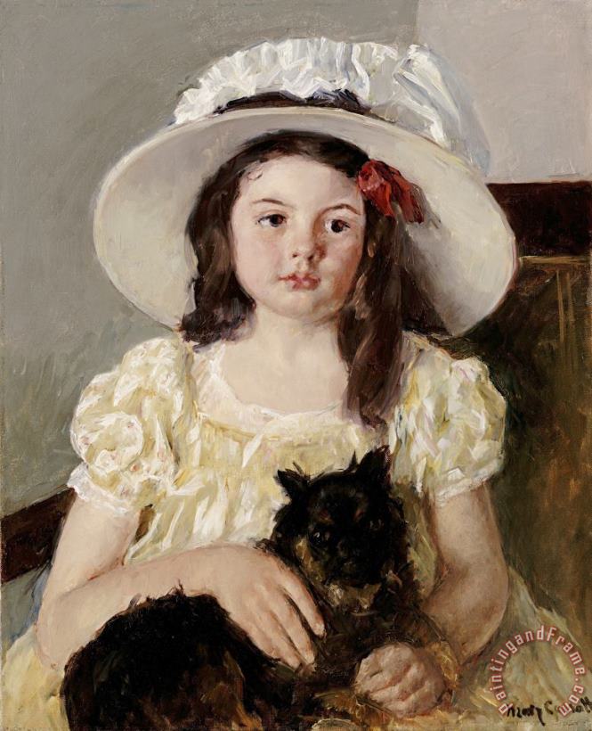 Mary Cassatt Francoise Holding a Little Black Dog Art Print