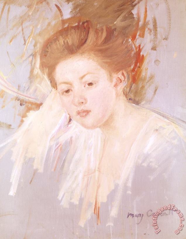 Mary Cassatt Head of a Young Girl (pastel on Paper) Art Painting