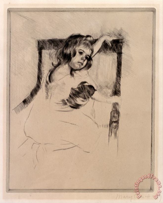 Mary Cassatt Kneeling in an Armchair Art Print