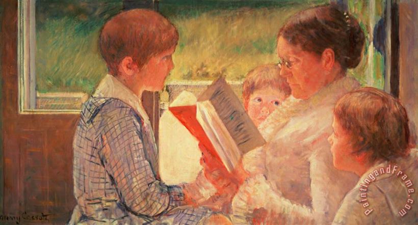 Mrs Cassatt Reading to Her Grandchildren painting - Mary Cassatt Mrs Cassatt Reading to Her Grandchildren Art Print