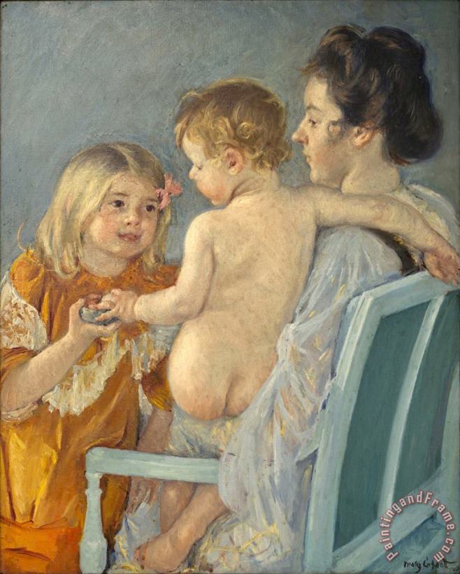 Mary Cassatt Sara Handing a Toy to The Baby Art Painting