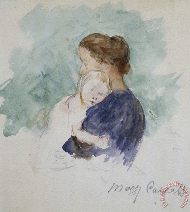 Watercolor of Mother And Child painting - Mary Cassatt Watercolor of Mother And Child Art Print