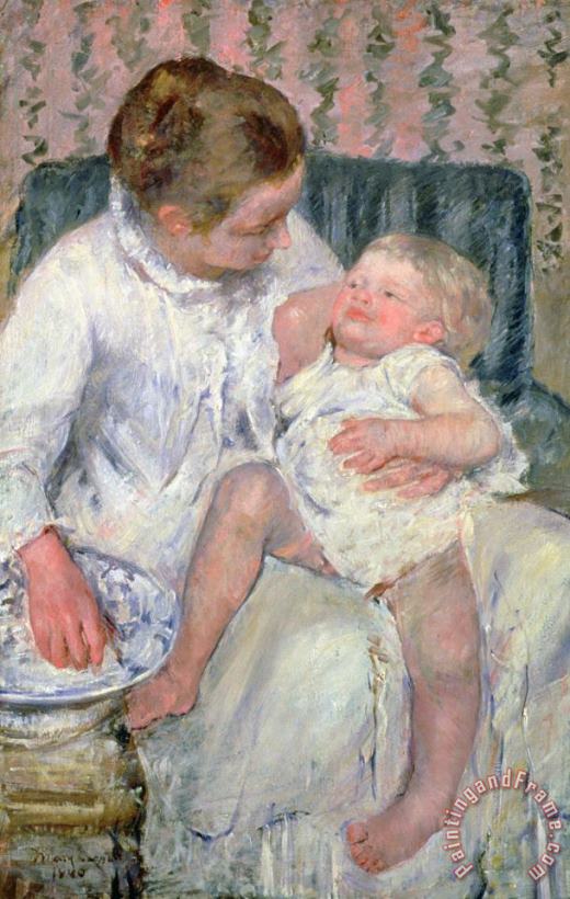 Mother About To Wash Her Sleepy Child painting - Mary Stevenson Cassatt Mother About To Wash Her Sleepy Child Art Print