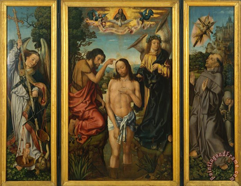 Triptych of The Baptism of Christ painting - Master of Frankfurt Triptych of The Baptism of Christ Art Print
