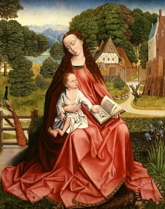 Master of the Embroidered Foliage Virgin And Child In A Landscape Art Print