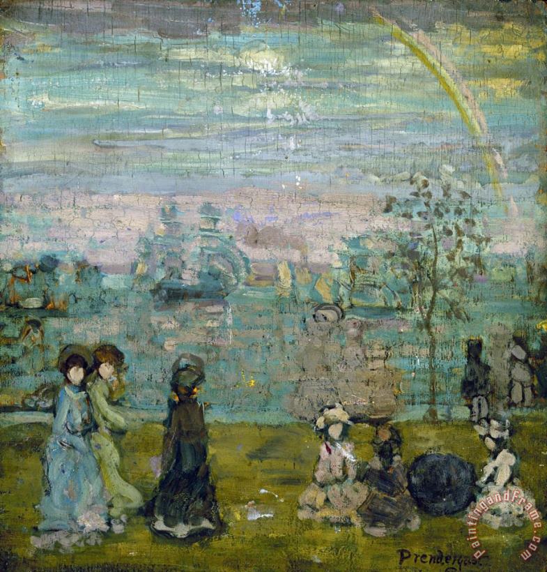 Promenade with Parasols painting - Maurice Brazil Prendergast Promenade with Parasols Art Print