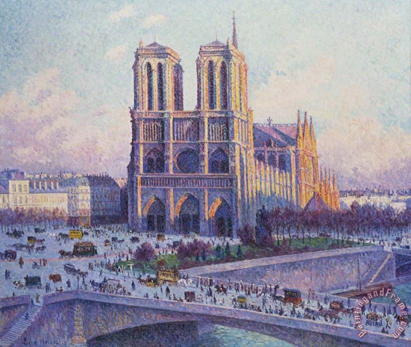 Notre Dame De Paris, Vue Du Quai Saint Michel painting - Maximilien Luce Notre Dame De Paris, Vue Du Quai Saint Michel Art Print