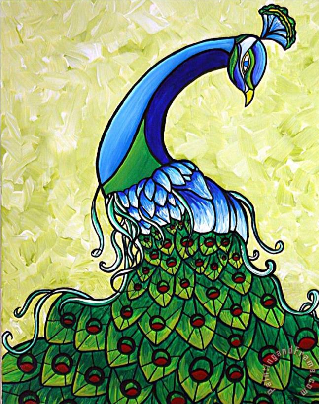 Preening Peacock painting - Megan Aroon Duncanson Preening Peacock Art Print