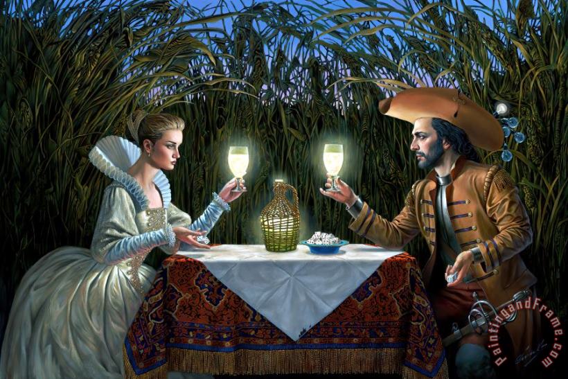 Michael Cheval Delighted by Light Lady in a White Dress Art Painting