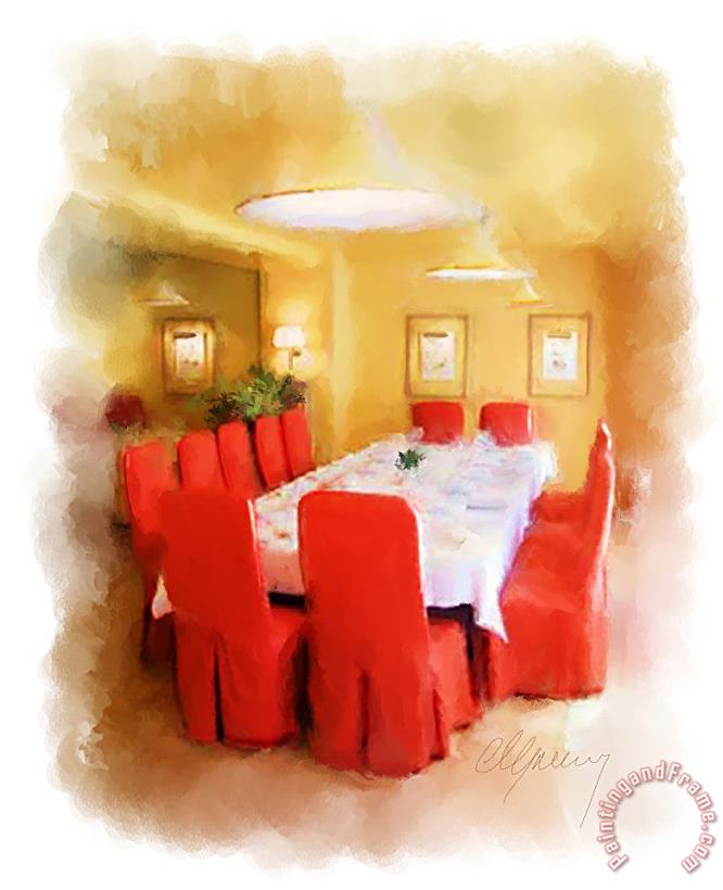 Michael Greenaway Restaurant Interior Menu Cover Art Painting