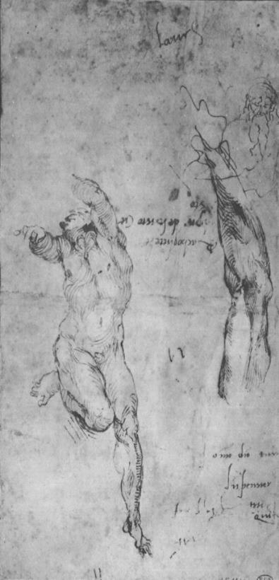Michelangelo Male Nude; Arm; Bearded Man Art Painting