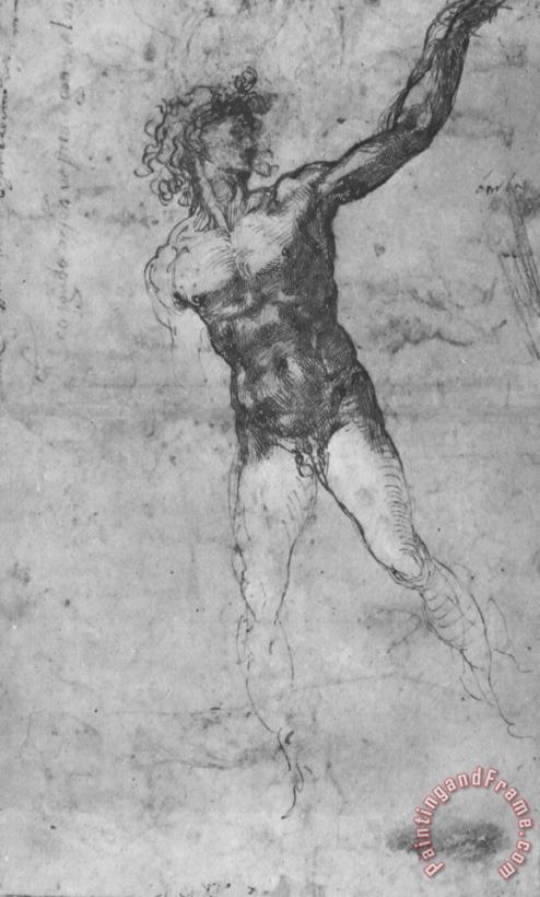 Michelangelo Male Nude, Study for The Battle of Cascina Art Print