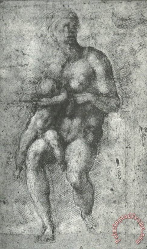 Michelangelo Study for a Holy Family with The Infant St.john Art Painting