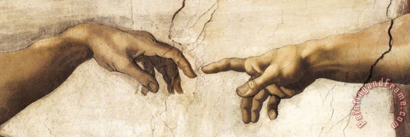 Michelangelo Buonarroti Creation Hands Art Print