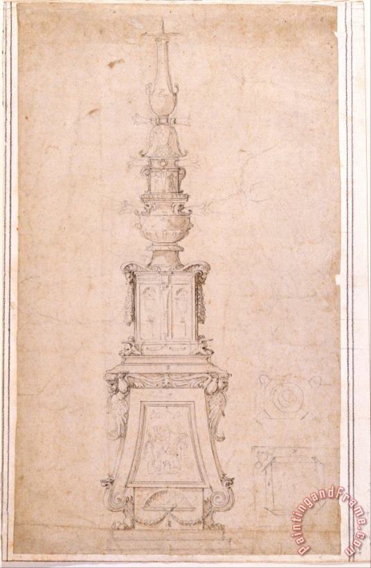 Michelangelo Buonarroti Design for a Candelabrum Art Painting