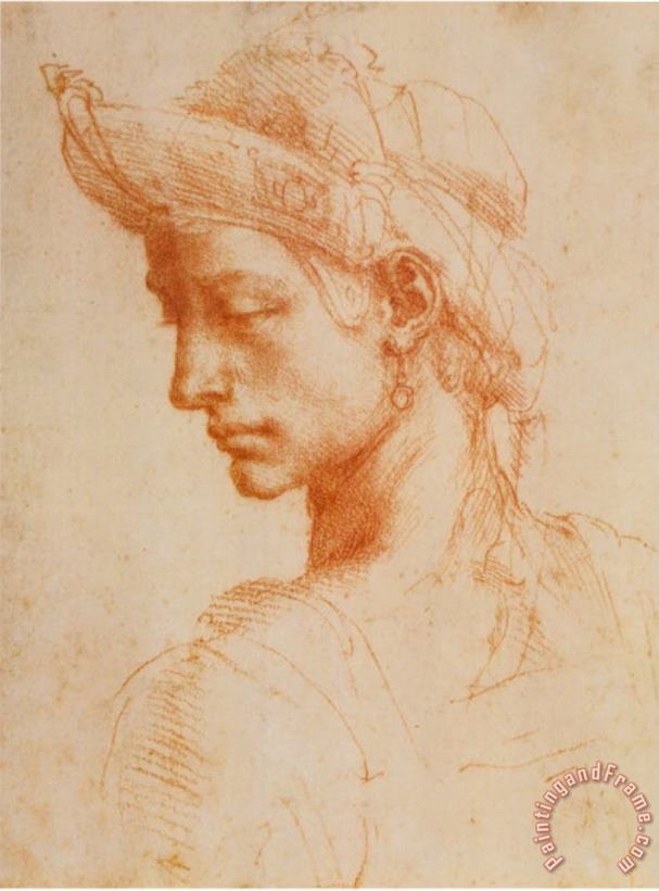 Drawing of a Woman painting - Michelangelo Buonarroti Drawing of a Woman Art Print