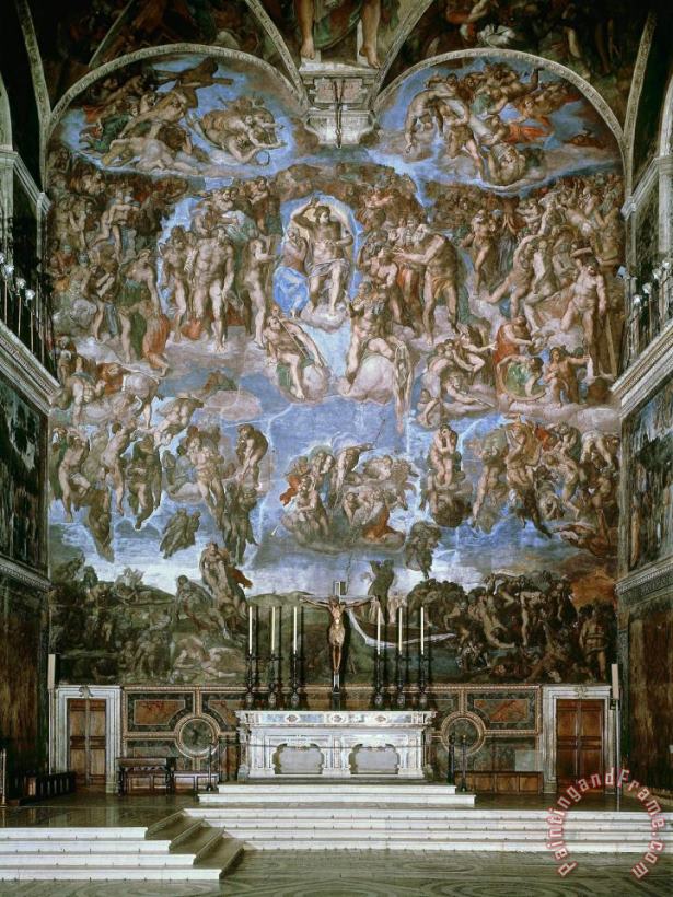Last Judgement 1536 41 Fresco Sistine Chapel Vatican Rome painting - Michelangelo Buonarroti Last Judgement 1536 41 Fresco Sistine Chapel Vatican Rome Art Print