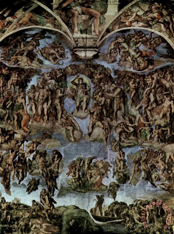 Michelangelo Last Judgement Art Poster Fresco Print painting - Michelangelo Buonarroti Michelangelo Last Judgement Art Poster Fresco Print Art Print