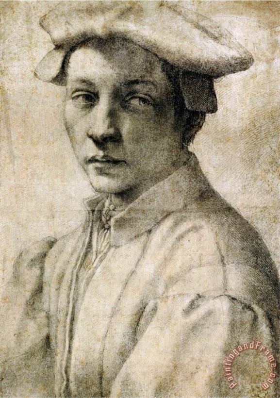 Michelangelo Buonarroti Portrait of Andrea Quaratesi Around 1532 Black Chalk on Paper Art Painting