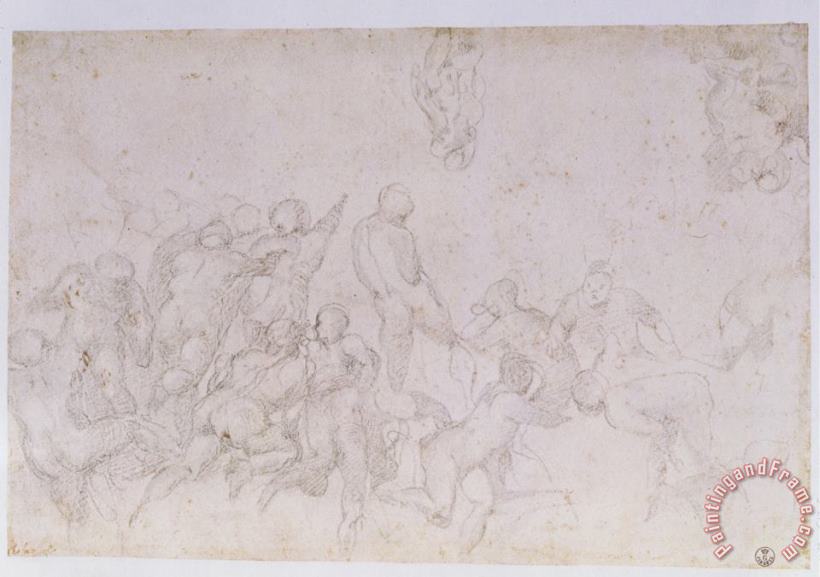 Michelangelo Buonarroti Preparatory Sketch for The Battle of The Cascina And Two Additional Sketches Art Painting