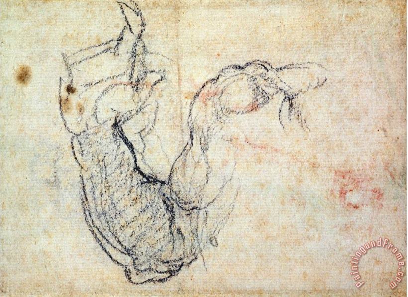 Michelangelo Buonarroti Preparatory Study for The Arm of Christ in The Last Judgement 1535 41 Art Painting