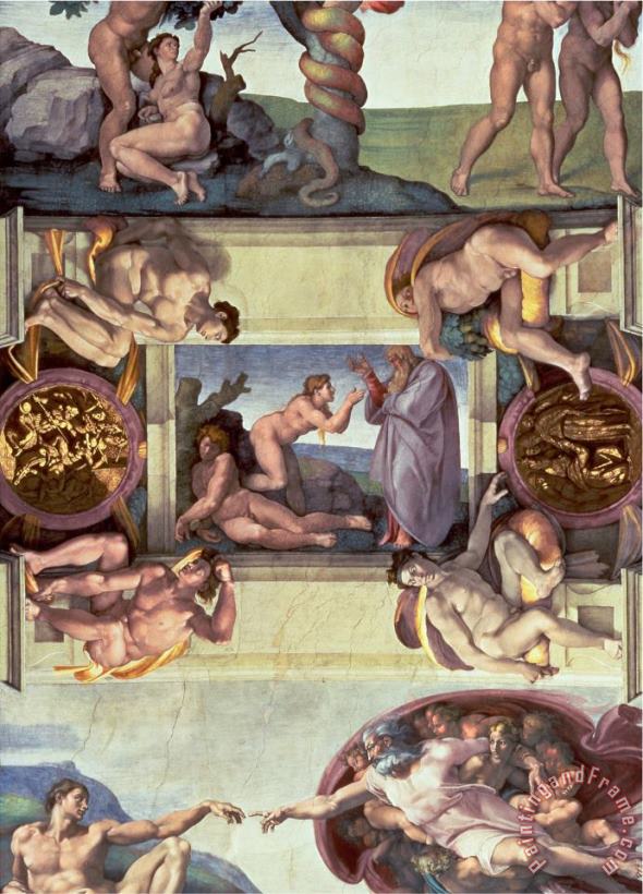 Michelangelo Buonarroti Sistine Chapel Ceiling 1508 12 The Creation of Eve 1510 Post Restoration Art Print