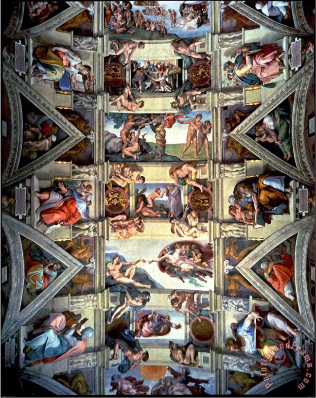 Michelangelo Buonarroti Sistine Chapel Ceiling And Lunettes 1508 12 Art Painting