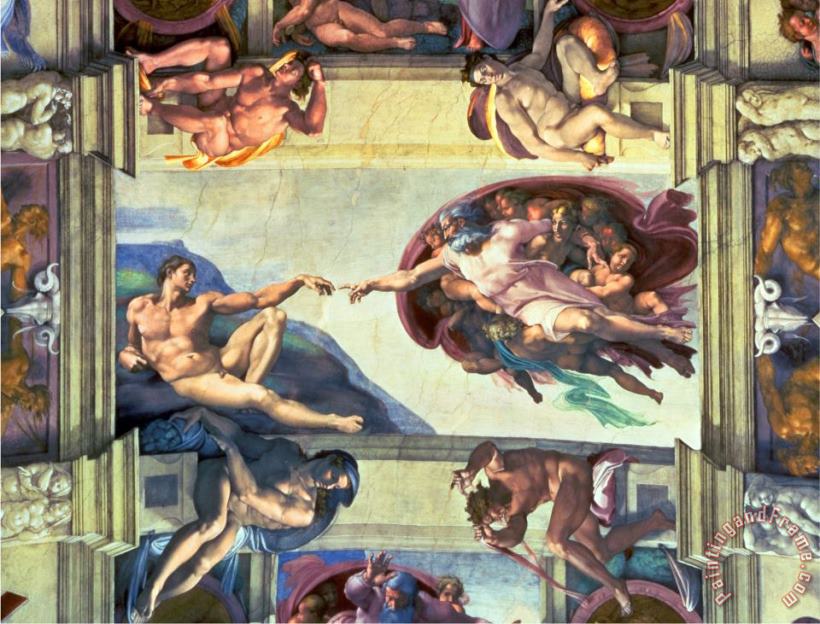 Michelangelo Buonarroti Sistine Chapel Ceiling Creation of Adam 1510 Art Painting