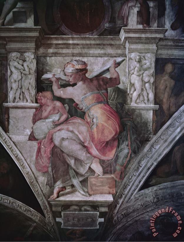 Michelangelo Buonarroti Sistine Chapel Ceiling Libyan Sibyl C 1508 10 Fresco Art Print