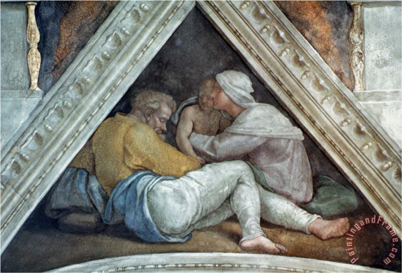 Michelangelo Buonarroti Sistine Chapel Ceiling The Ancestors of Christ Pre Restoration Art Print