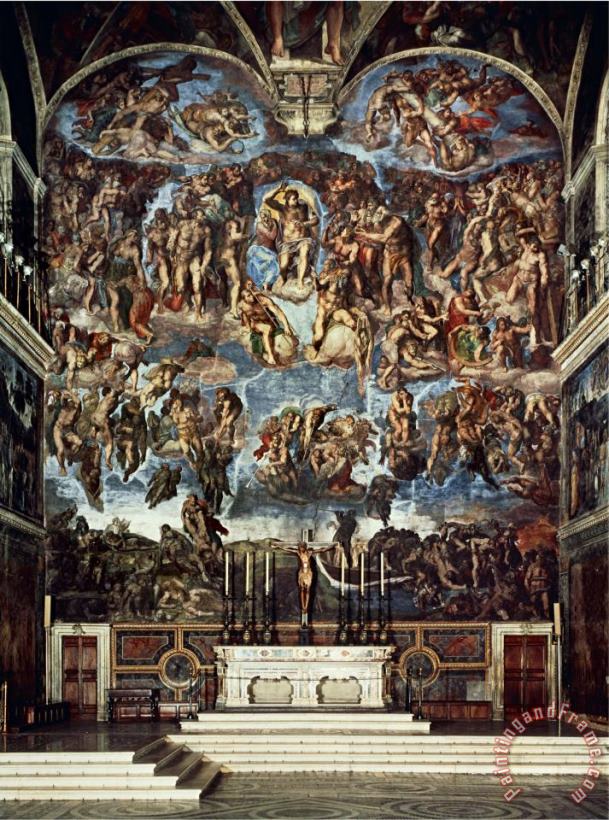 Michelangelo Buonarroti Sistine Chapel with The Retable of The Last Judgement Fall of The Damned Art Print