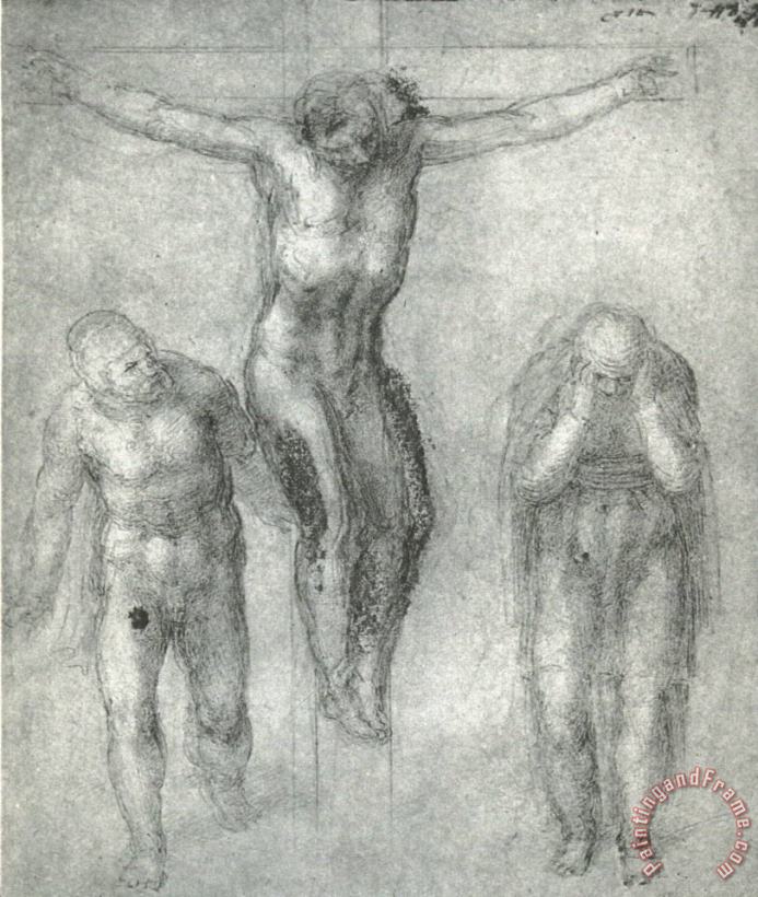 Study for Christ on The Cross with Mourners 1548 painting - Michelangelo Buonarroti Study for Christ on The Cross with Mourners 1548 Art Print