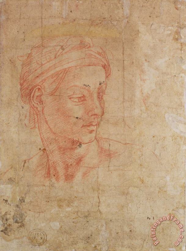 Michelangelo Buonarroti Study of a Head Art Painting