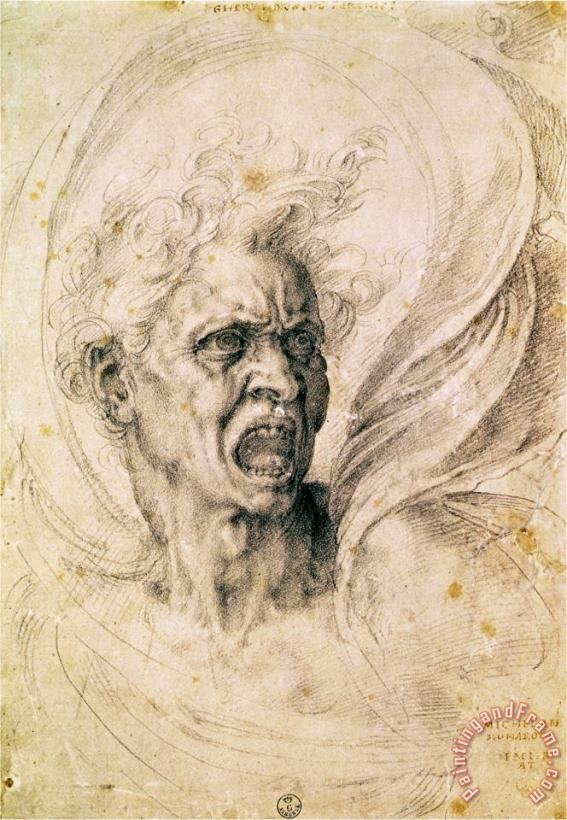 Study of a Man Shouting painting - Michelangelo Buonarroti Study of a Man Shouting Art Print