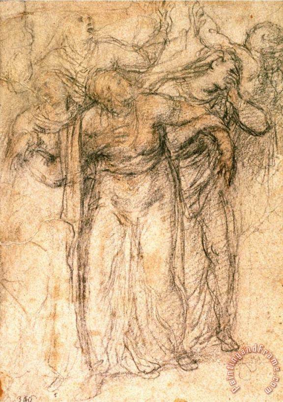 Study of Mourning Women painting - Michelangelo Buonarroti Study of Mourning Women Art Print