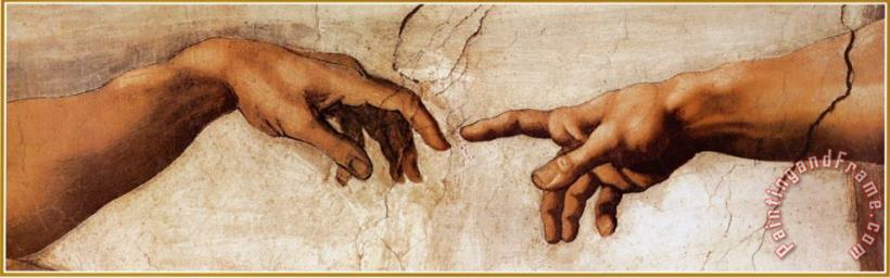 The Creation of Adam C 1510 Detail painting - Michelangelo Buonarroti The Creation of Adam C 1510 Detail Art Print
